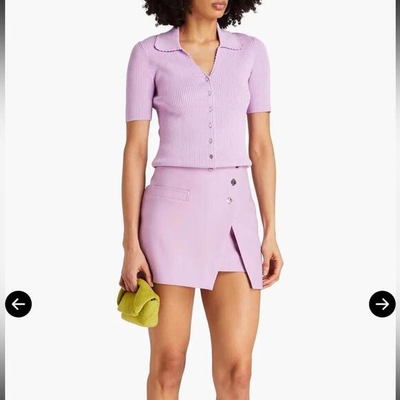 Maje Lavender Ribbed Button-Down Shirt - Picture 2 of 4